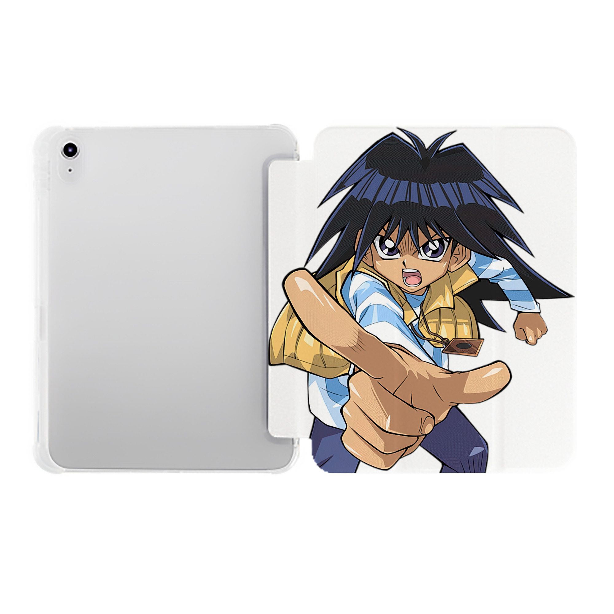 （画像用） 遊☆戯☆王 Yu-Gi-Oh! IPad ケース ペン収納付き 三つ折りスタンド PUレザー×シリコン 対応機種9.5/10.5/10.9インチ
